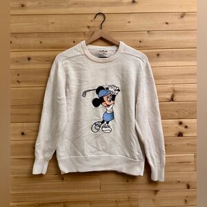 Vintage La Mode Size Medium Walt Disney Minnie Golf Appliqué Knit Cotton Sweater